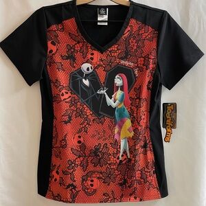 Tooniforms Women's Disney The Nightmare Before Christmas Scrub Top Size XS